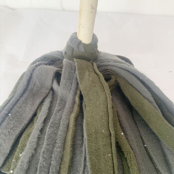 庄太太【绿灰】木杆墩布棉线拧水拖把毛巾布条老式拖布保洁酒店物业