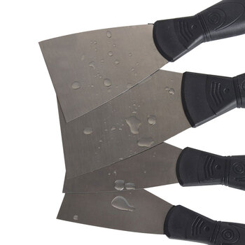 兰诗（LAUTEE）DF-1001  碳钢不锈钢加厚 塑料柄木柄油灰刀 铲刀 清洁腻子刀 黑柄5寸碳钢 12把/盒