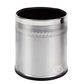 南 GPX-45N 南方圆形双层浮雕花房间桶 砂钢回形花 商用酒店宾馆客房不锈钢垃圾桶 房间桶内桶容量9.8升