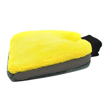 兰诗（LAUTEE）DA1051 洗车手套防水珊瑚绒清洁巾 黄色珊瑚绒 26*17cm5个装