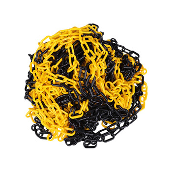 金诗洛 KSL201 塑料警示链条 路锥链条隔离链条警示防护隔离墩链条 (8mm黄黑-5米）