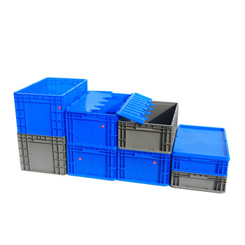 知旦 物流箱含平盖 灰色 外径:605*400*340mm塑料胶筐物料箱物流运输箱搬运箱整理箱 ZWL-600340PH