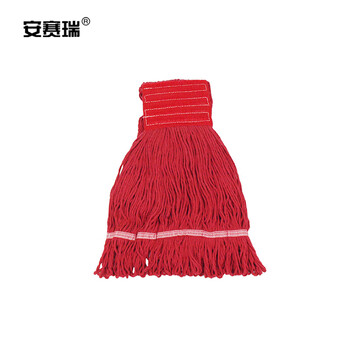 安赛瑞 棉线吸水美式加厚拖把夹式蜡拖 棉线打蜡墩布拖布 酒店餐厅医院用地拖 可拆洗 红色 24450
