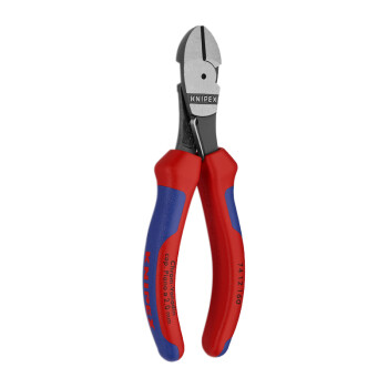 凯尼派克（KNIPEX）74 12 160 省力型斜口钳 抛光 双色手柄 带复位弹簧 160mm 切割类工具 钢