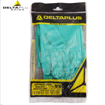 代尔塔（Deltaplus）201802 VE802丁腈防化手套 耐磨防油无衬里硅胶面掌纹 8.5# 1双