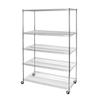 川井（WELLAND）物流台车 可定制车间物料周转车 五层晾干架 带轮线网货架 轻型货架106*45*190cm