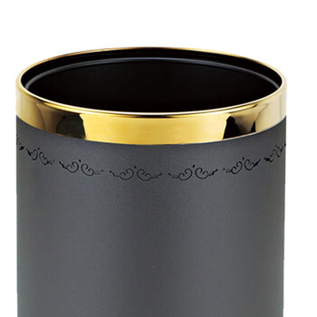 南 GPX-45F ；南方圆形双层镂空花房间桶 紫荆花镜金圈黑色 商用酒店宾馆客房垃圾桶 果皮桶 房间桶