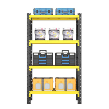 建功立业中型货架GY5233仓库展示架收纳架1200*500*2000mm承重200kg/层黑黄色