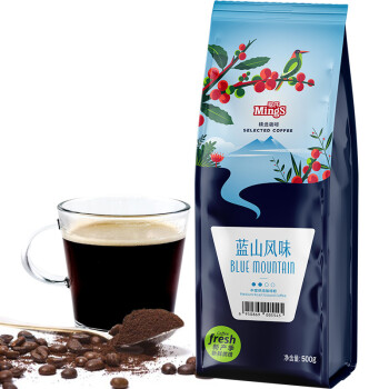 铭氏Mings 蓝山风味咖啡粉500g 阿拉比卡咖啡豆研磨黑咖啡 中度烘焙 非速溶