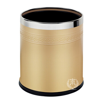 南 GPX-45N 南方圆形双层浮雕花房间桶 杏色回形花 商用酒店宾馆客房垃圾桶 房间桶 果皮桶 内桶容量9.8升