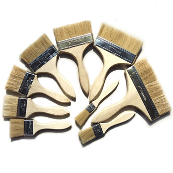 兰诗（LAUTEE）DF-1002 白木柄毛刷  工业用 软毛油漆刷子鬃猪毛 5寸中档鬃刷  10把/盒