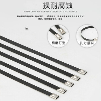 飞尔（FLYER）不锈钢扎带 金属钢带 束线带 电缆扎丝 黑色 100根/包【7.9×400MM】