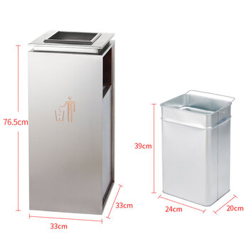 兰诗（LAUTEE）DB6040 不锈钢垃圾桶烟灰桶垃圾回收箱果皮箱 防指纹烟灰缸大号