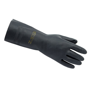安思尔/Ansell 29-500 氯丁橡胶棉植绒防化手套30cm长 黑色 10码 12付/打 企业专享