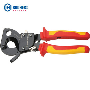 宝合(booher)双色绝缘棘轮式电缆钳剪52mm(380mm²) 0220938