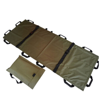 海斯迪克 可折叠急救担架 软担架简易布担架可上下楼医院担架加固 12把手橘色（含手提包）HKW-168