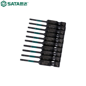 世达（SATA）59735 10件套6.3MM系列50MM长抗冲击花形旋具头 T25