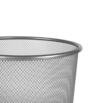 庄太太【银色中号】铁艺纸篓办公室镂空黑色铁丝网无盖垃圾桶