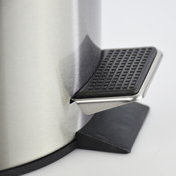 庄太太【3L16.7*24.8cm（410不锈钢）】不锈钢砂光拉丝圆形垃圾桶脚踏式有盖办公室卧室防滑厨房垃圾桶