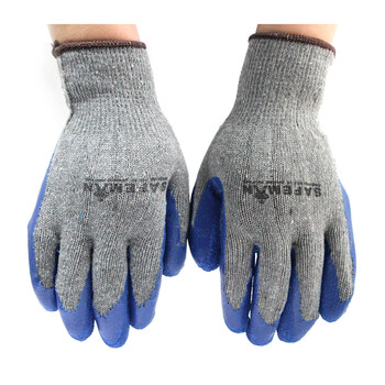 君御 7112纱线皱纹挂胶手套（灰纱蓝）12副/打*1打