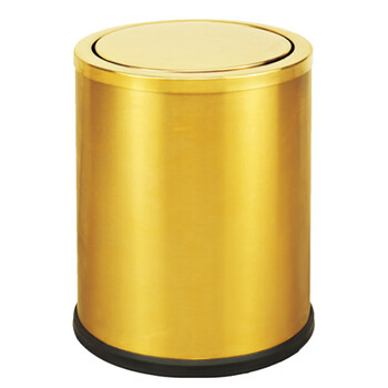 南 GPX-205 南方圆形翻盖垃圾桶 砂金 果皮桶  商用酒店宾馆客房不锈钢垃圾桶