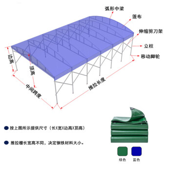 穆运 推拉雨棚移动大型帐篷折叠收缩遮阳棚子伸缩式防雨停车棚 长10宽6高2.6米