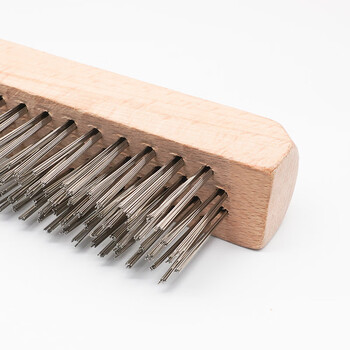 保拉(Paola) 木柄不锈钢钢丝刷260mm 工业铁丝刷4列*16行 长柄打磨刷 清洁刷 除锈去污钢刷工具5912