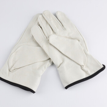 安美尚（ams）淡黄色猪头层皮手套（带魔术贴）定做 2双 XL码