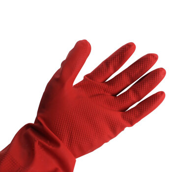 冰禹 BY-77S 防滑耐磨工业乳胶橡胶手套 劳保保洁手套 38cm红色乳胶 L码（1双）