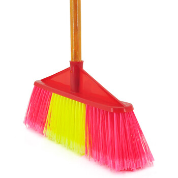 益美得 木柄硬毛扫把户外庭院笤帚商用物业环卫清洁扫把 黄直杆硬毛（三把装）