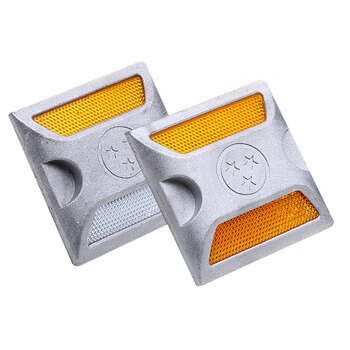 冰禹 BYlf-553 铸铝道钉 反光轮廓标道钉 道路交通设施 铸铝道钉双黄10*10cm