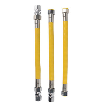 海斯迪克 HKZ-107 304不锈钢天然气燃气管 4分插口＋插口 50cm 金属波纹软管