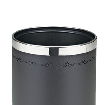 南 GPX-45F 南方圆形双层镂空花房间桶 紫荆花镜钢圈黑色 商用酒店宾馆客房垃圾桶 果皮桶 房间桶