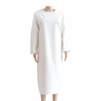 劳保佳 长袖防水工作围裙 长袖手套围裙 男女反穿衣 防水布罩衣 黑色 均码