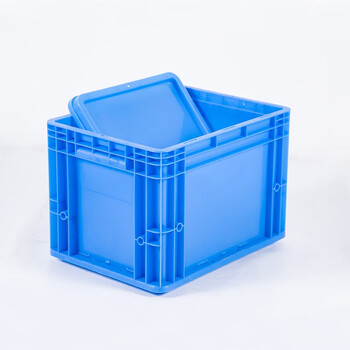 知旦 物流箱 外径:400*300*280mm工业塑料胶箱周转箱物流箱五金零件物料收纳箱 ZWL-400280P 蓝色平盖