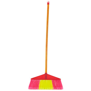 益美得 木柄硬毛扫把户外庭院笤帚商用物业环卫清洁扫把 黄直杆硬毛（三把装）