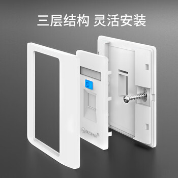 万级（WANJEED）网络模块面板 二位网线插座 网络面板双口通用86型电话网络信息模块插座 1-4112