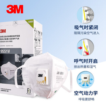 3M自吸过滤式口罩9551V耳戴式防颗粒物口罩25个/盒货期7天