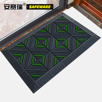 安赛瑞 室外镂空除尘地垫 EVA拼接除尘地垫 拼接式刮泥防滑脚垫 三刷灰底两绿中灰 75×105×2.5cm 23365