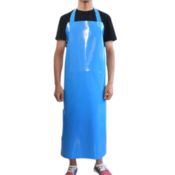 冰禹 劳保围裙 PVC防水围裙 防油耐酸碱围裙 清洁工作 蓝色TPU BY-3051