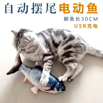 会跳动的鱼电动猫玩具自动逗猫摆尾鱼猫咪自嗨毛绒猫薄荷抱枕宠物用品 鲤鱼-30CM 均码