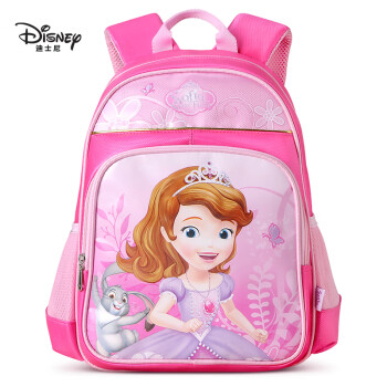 迪士尼（Disney）小学生书包女 1-3年级轻盈透气儿童背包 耐磨大容量学生背包 玫红BS6618A