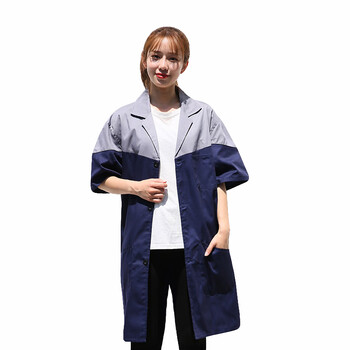 劳保佳 长款半袖搬运服薄款藏蓝拼红小码（160-170cm）
