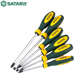 世达（SATA）09335 6件G系列三色柄一字、十字螺丝批组套