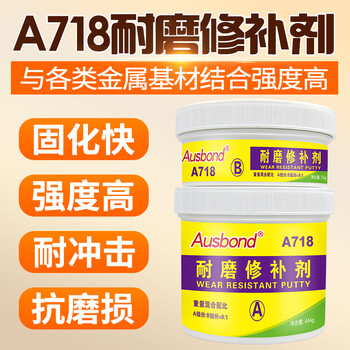 奥斯邦（Ausbond）718耐磨修补剂轴承座磨损键槽位修复胶补洞粘铝不锈钢铁质机床导轨抗冲击修补AB胶水500克