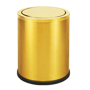 南 GPX-205 南方圆形翻盖垃圾桶 砂金 果皮桶  商用酒店宾馆客房不锈钢垃圾桶