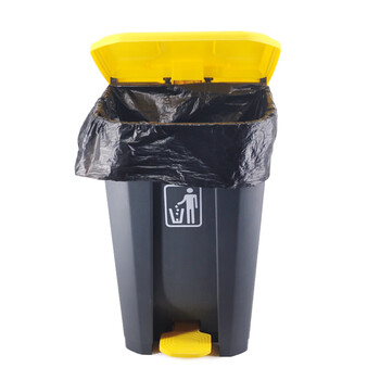 益美得 平口垃圾袋大号塑料袋餐厅工业垃圾桶大垃圾袋黑色 90*100cm*50只装