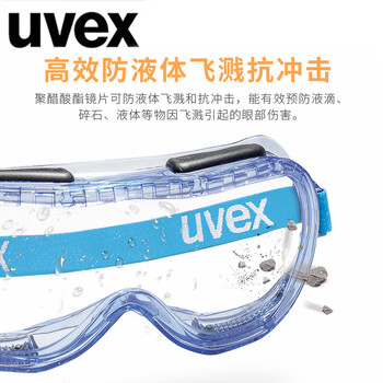 uvex优唯斯 9005714防雾防尘防风沙防飞溅户外骑行眼镜透明镜片防护眼罩 定做 1付
