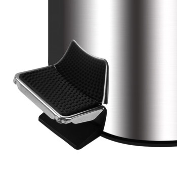 庄太太【20L29*44cm（410不锈钢）】不锈钢砂光拉丝圆形脚踏式有盖垃圾桶