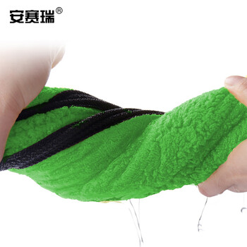 安赛瑞 珊瑚绒抹布 清洁擦拭布 加厚双面珊瑚绒保洁洗车毛巾 灰绿5个装30×30cm 27068
